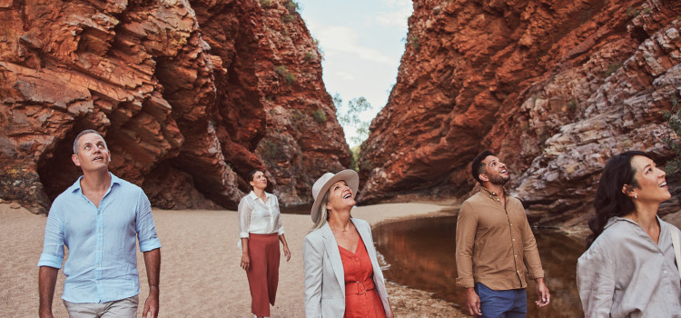 Delegates experiencing Simpsons Gap Alice Springs